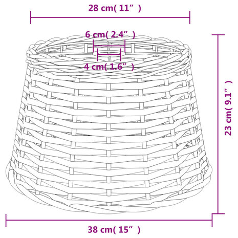 Plafondlampenkap Ø38x23 cm wicker wit