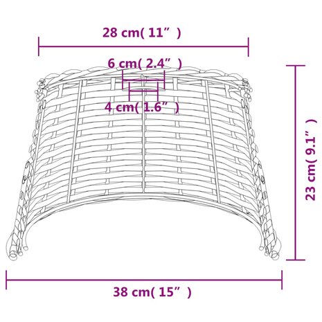 Plafondlampenkap Ø38x23 cm wicker wit