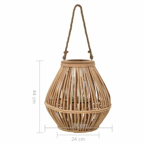 Lantaarnhouder hangend wicker naturel