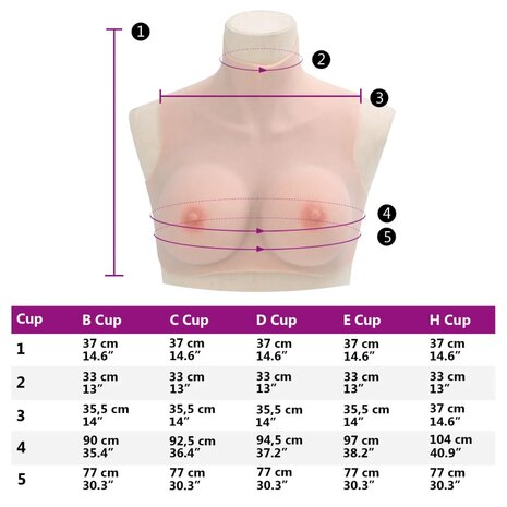 Borstprothese E-cup silicone Kaukasisch