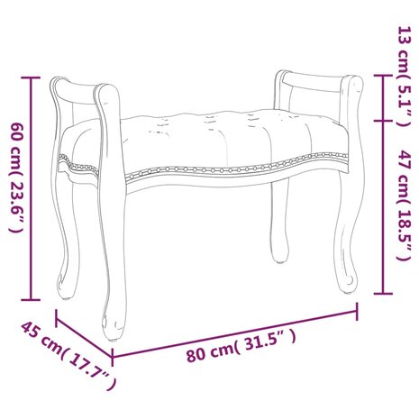 Bankje 80x45x60 cm fluweel donkergrijs