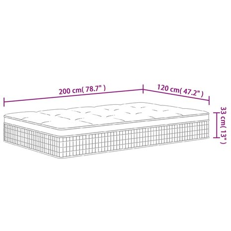 Pocketveringmatras middelhard-plus 120x200 cm