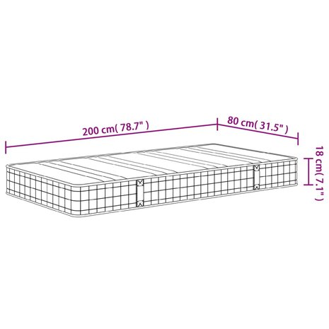 Binnenveringmatras middelhard 80x200 cm