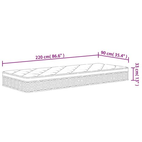 Pocketveringmatras middelhard-plus 90x220 cm