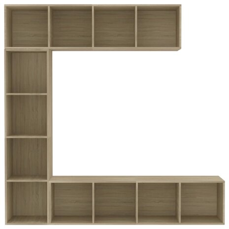 3-delige Boekenkast-/tv-meubelset 180x30x180 cm eikenkleurig