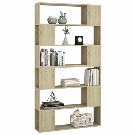 Boekenkast/kamerscherm 100x24x188 cm sonoma eikenkleurig