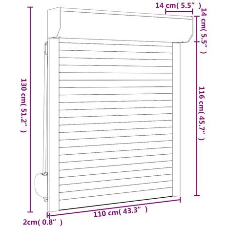 Rolluik 110x130 cm aluminium antracietkleurig