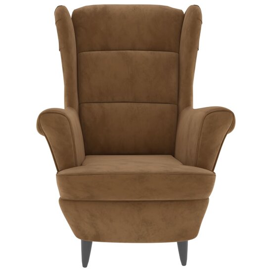 Fauteuil met voetenbank fluweel bruin