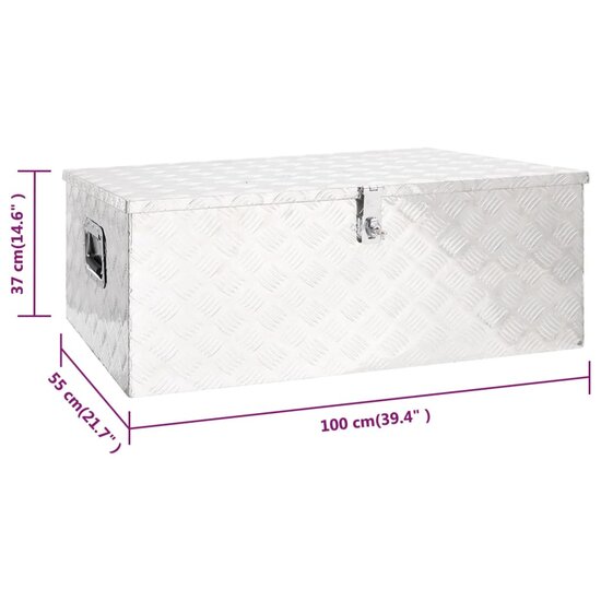 Opbergbox 100x55x37 cm aluminium zilverkleurig