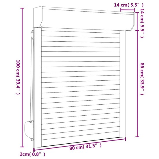 Rolluik 80x100 cm aluminium antracietkleurig