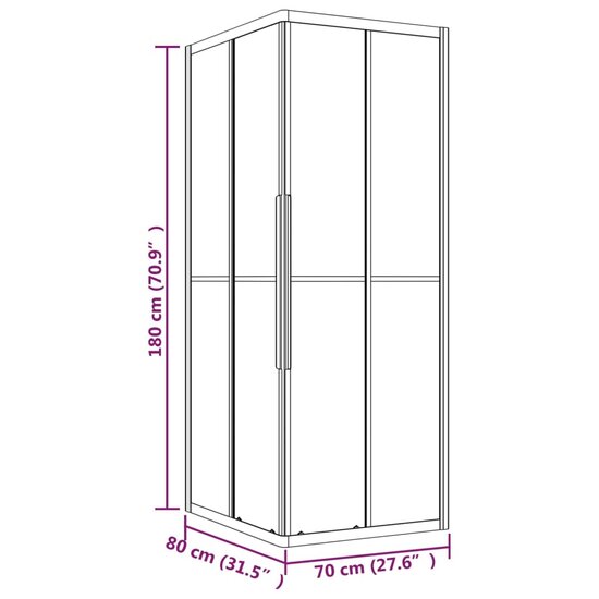 Douchecabine 80x70x180 cm mat ESG