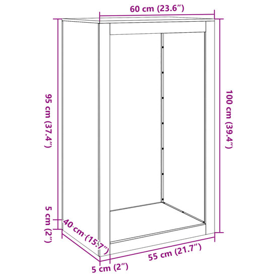 Haardhoutrek 60x40x100 cm staal groen