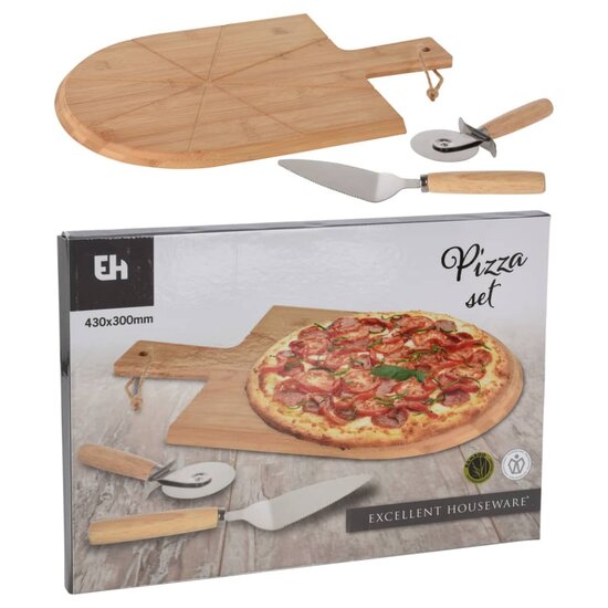 3-delige Pizzasnijset 43x30 cm bamboe