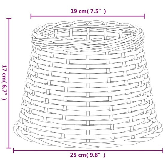 Lampenkap &Oslash;25x17 cm wicker wit