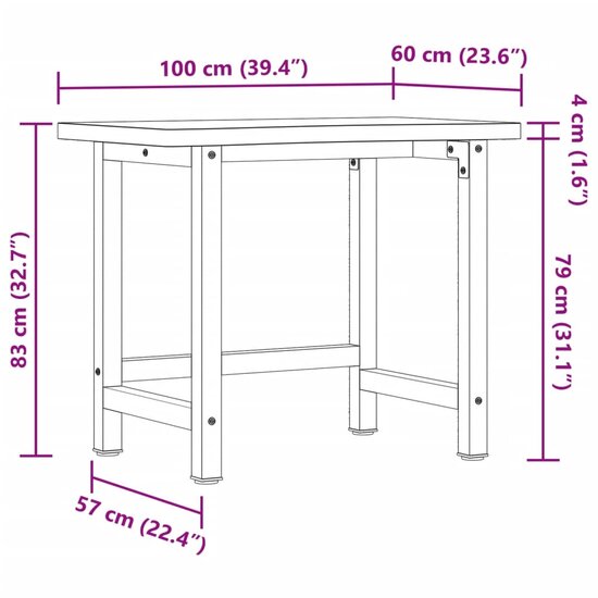 Werkbank 100x(55-60)x83 cm massief beukenhout