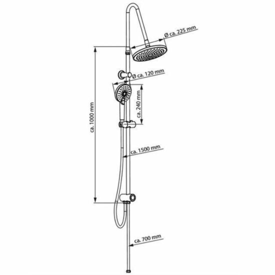 Regendoucheset MATAO RAIN chroomkleurig-matzwart