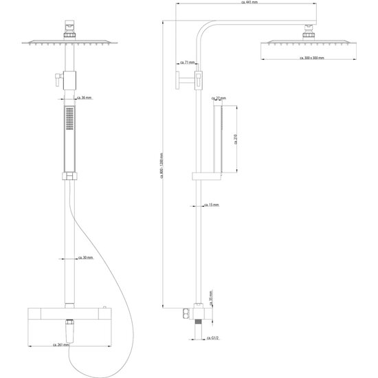 Douchesysteem SUMBA dubbel thermostatisch