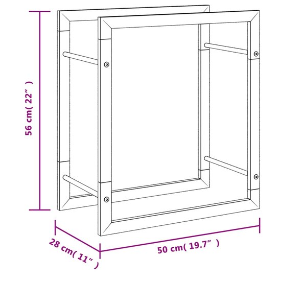 Haardhoutrek 50x28x56 cm roestvrij staal