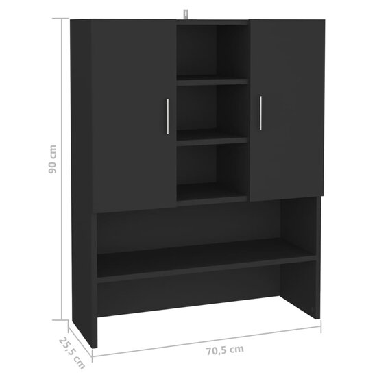 Wasmachinekast 70,5x25,5x90 cm zwart