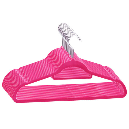 20-delige Kledinghangerset anti-slip fluweel roze