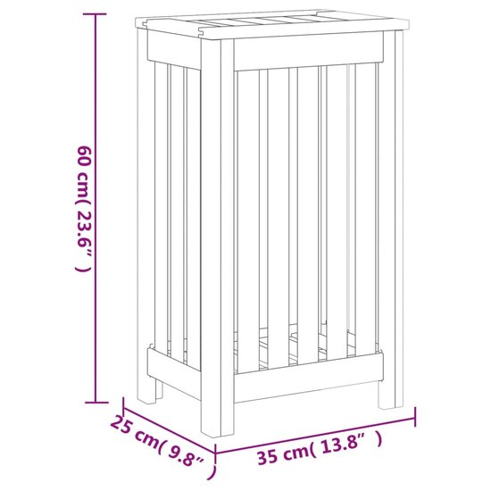 Wasmand 35x25x60 cm massief teakhout