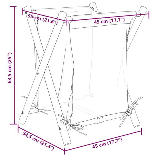 Wasmand 45x55x63,5 cm bamboe cr&egrave;mewit