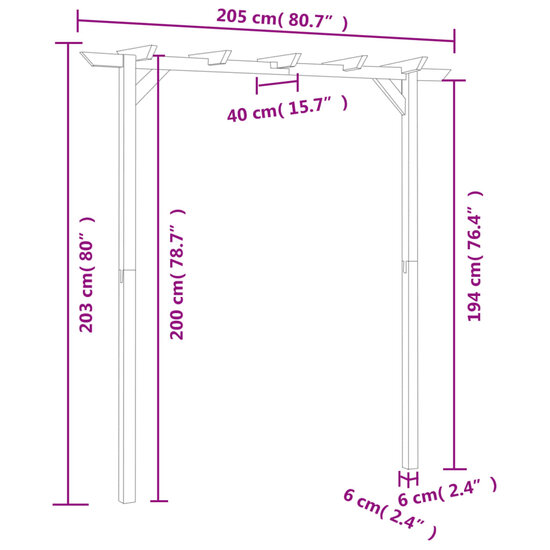 Pergola 205x40x203 cm hout