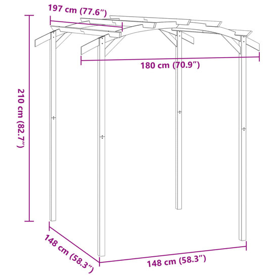 Pergola 180x197x210 cm ge&iuml;mpregneerd grenenhout