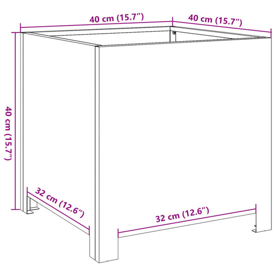 Plantenbank 40x40x40 cm roestvrij staal