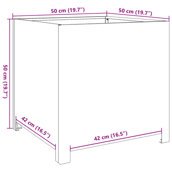 Plantenbak 50x50x50 cm weervast staal