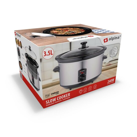 Alpina Slowcooker 3.5L 240W Rvs/Zwart