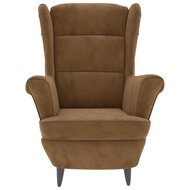 Fauteuil met voetenbank fluweel bruin