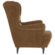 Fauteuil met voetenbank fluweel bruin