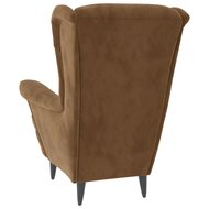 Fauteuil met voetenbank fluweel bruin