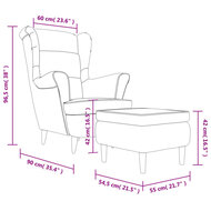 Fauteuil met voetenbank fluweel bruin