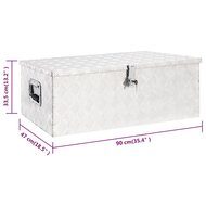 Opbergbox 90x47x33,5 cm aluminium zilverkleurig