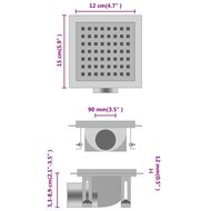 Doucheafvoer 15x15 cm roestvrij staal