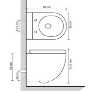 Hangend toilet randloos keramiek wit