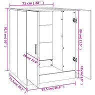 Wasmachinekast 71x71,5x91,5 cm wit