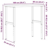 Werkbank 100x(55-60)x(73-99,5) cm massief beukenhout