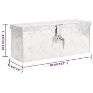 Opbergbox 50x15x20,5 cm aluminium zilverkleurig