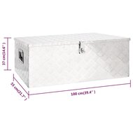 Opbergbox 100x55x37 cm aluminium zilverkleurig