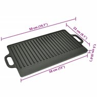 Grillplaat dubbelzijdig 50x23 cm gietijzer