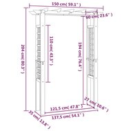 Rozenboog 150x60x204 cm ge&iuml;mpregneerd hout