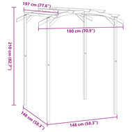 Pergola 180x197x210 cm ge&iuml;mpregneerd grenenhout