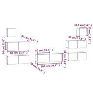 7-delige Tv-meubelset bewerkt hout zwart