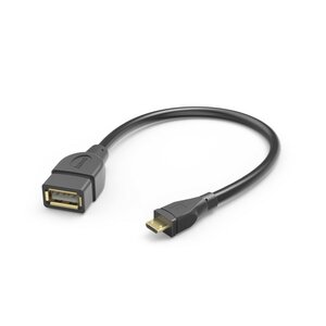 Hama USB-adapterkabel OTG Micro-USB-stekker - USB-A-aansluiting 15 Cm Zwart