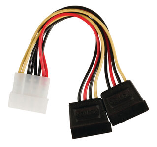 Valueline Vlcp73520v015 Interne Stroom Splitterkabel Molex Mannelijk - 2x Sata 15-pins Vrouwelijk 0,15 M Veelkleurig